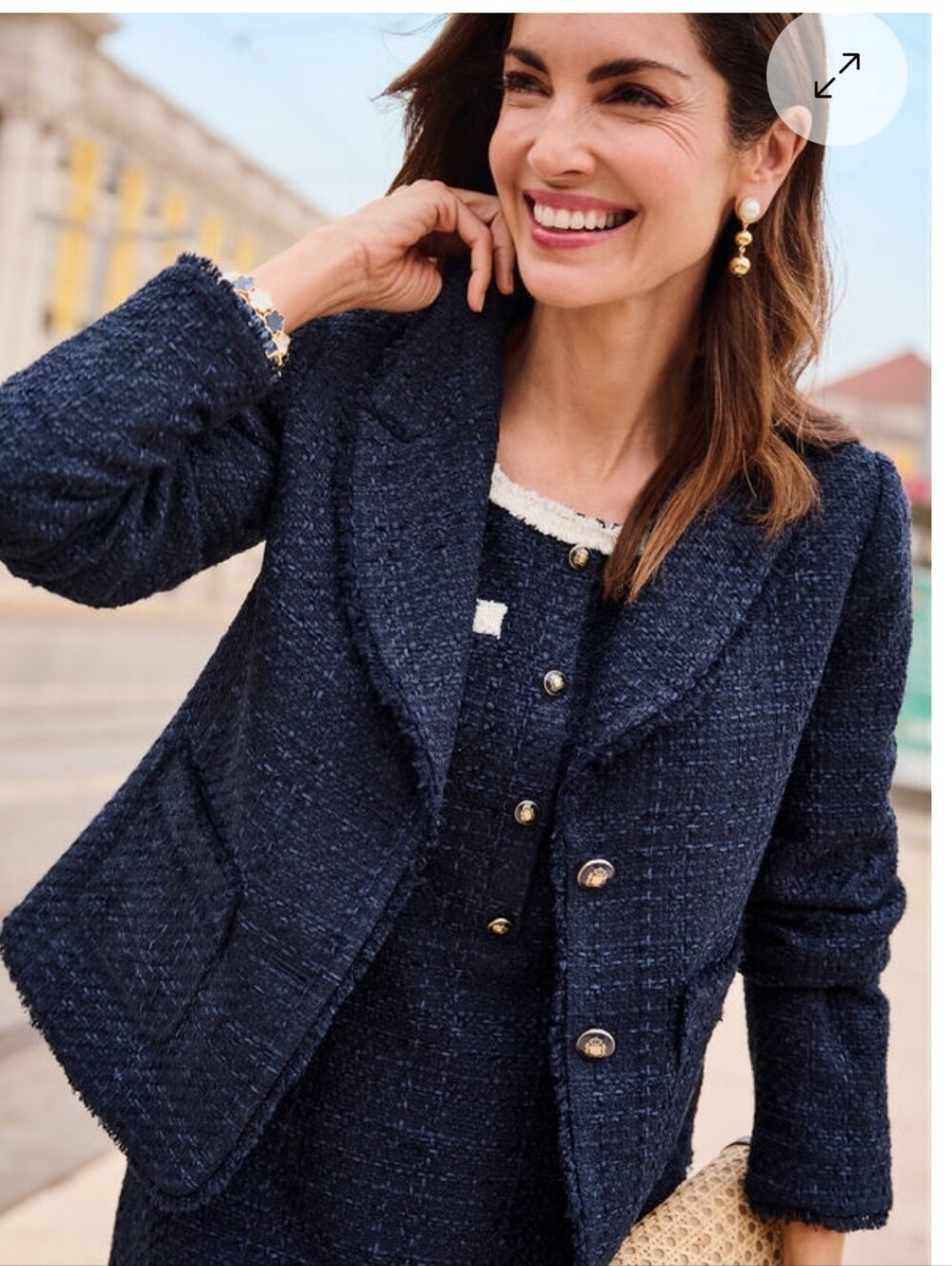 Talbots Ribbon Tweed Jacket Navy Blue Size 6